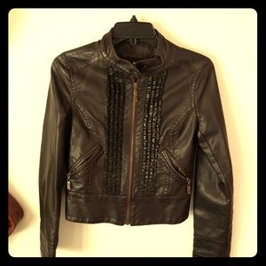 Super cute brown faux leather jacket